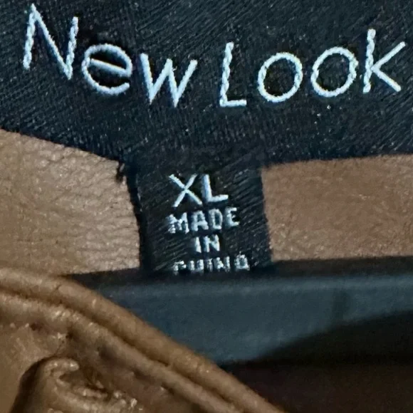 New Look Women's Color Brown Jacket Faux Leather Full Zip Coat - Picture 4 of 5